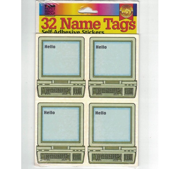 🥳5/$25 Vintage Computer Name Tags 32 NOS Tech Sticker